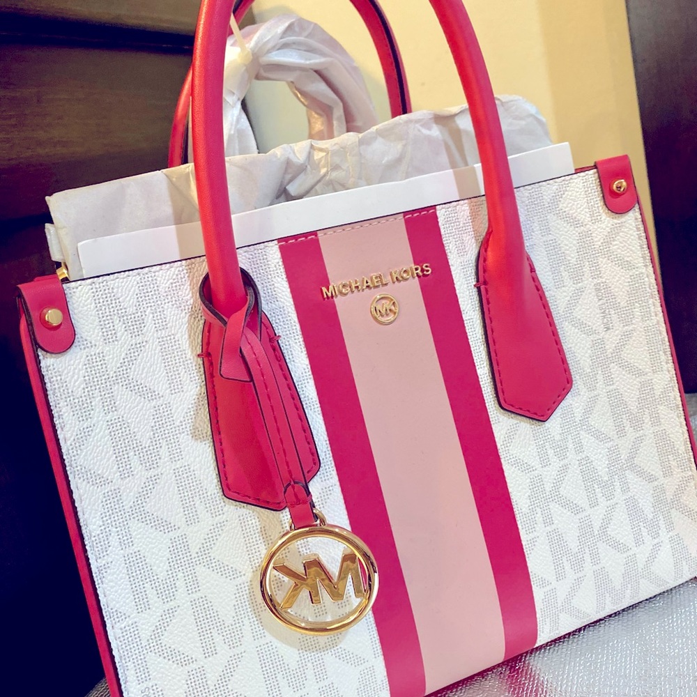 MICHEAL Micheal KORS Maple SM Satchel center stripe